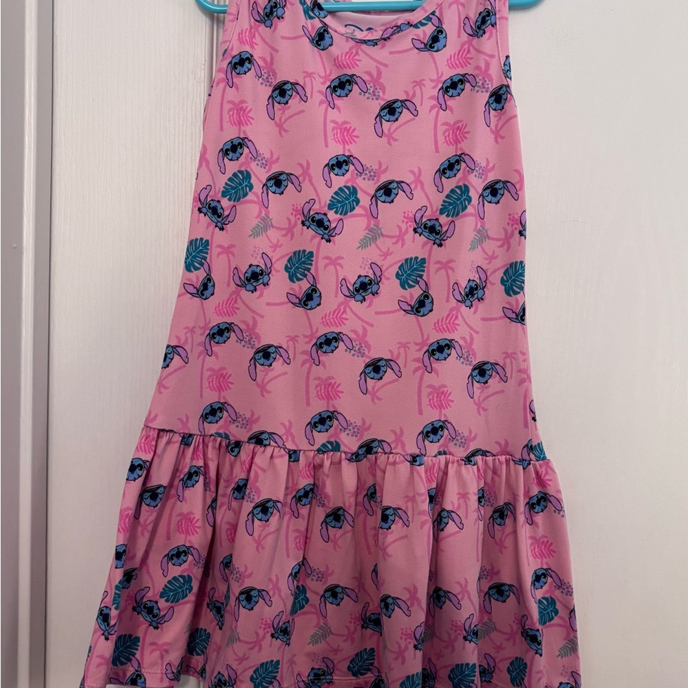 Disney Stitch Pink Tropical Print Sleeveless Dress